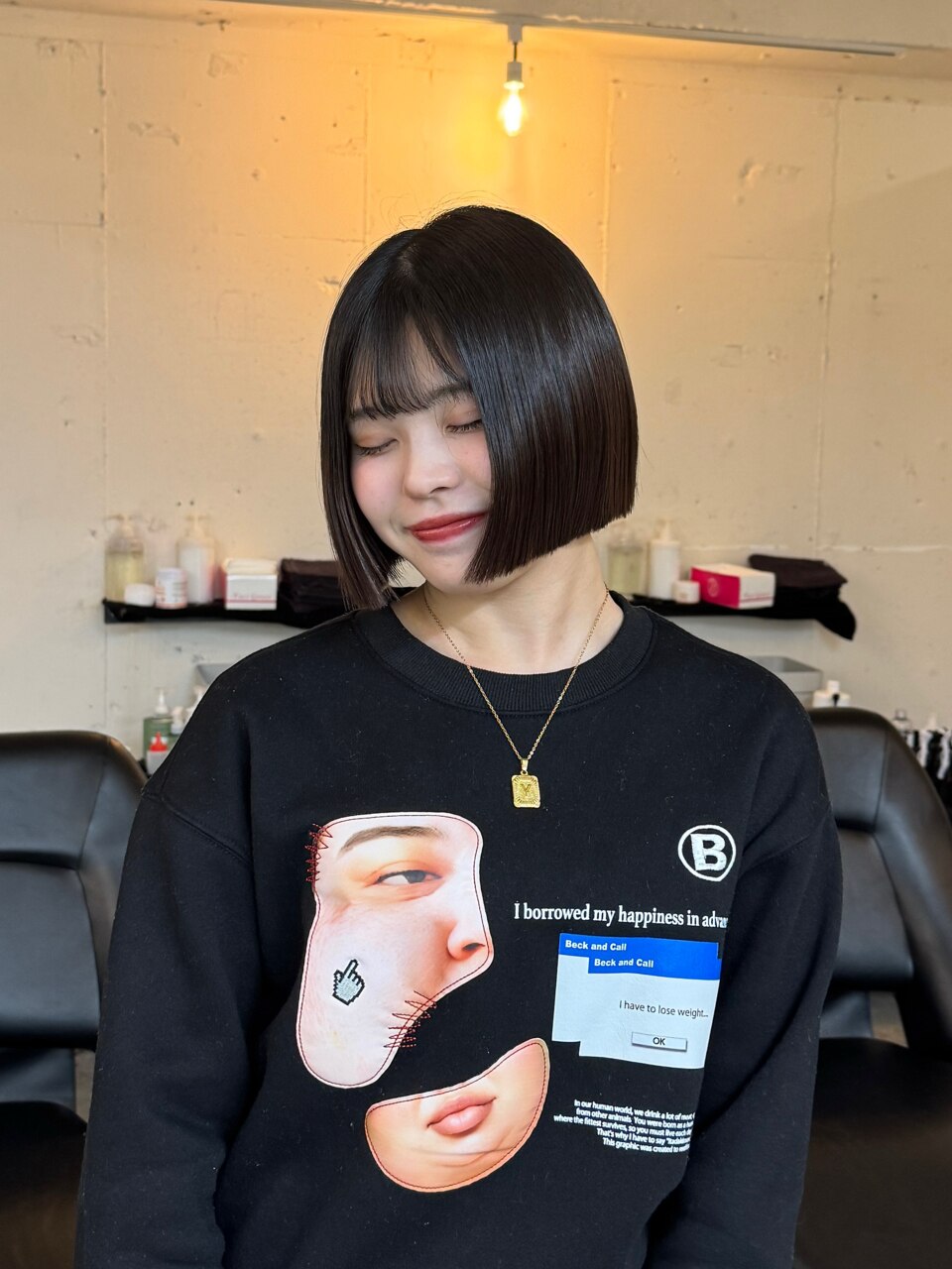 質感再生ストレート×タッセルボブ